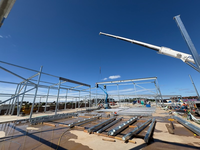 Commercial structural steel construction site